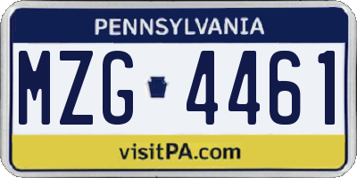 PA license plate MZG4461