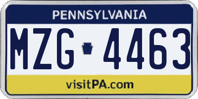 PA license plate MZG4463
