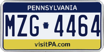 PA license plate MZG4464