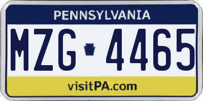 PA license plate MZG4465