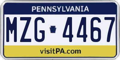 PA license plate MZG4467