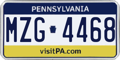 PA license plate MZG4468