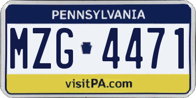 PA license plate MZG4471