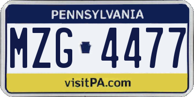 PA license plate MZG4477