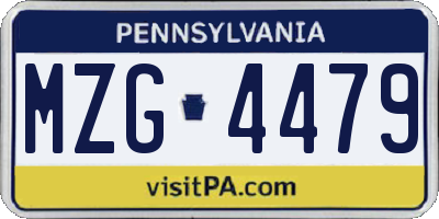 PA license plate MZG4479
