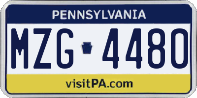 PA license plate MZG4480