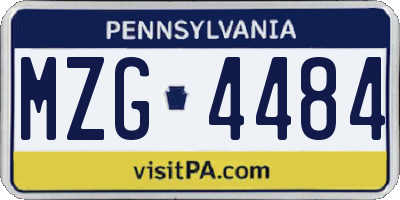 PA license plate MZG4484