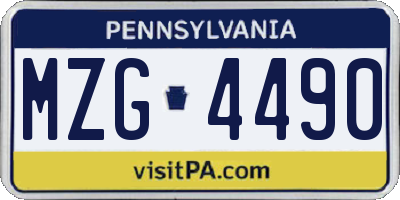 PA license plate MZG4490