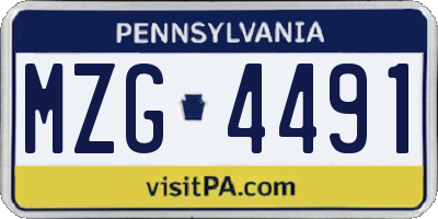 PA license plate MZG4491