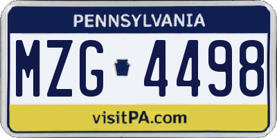 PA license plate MZG4498