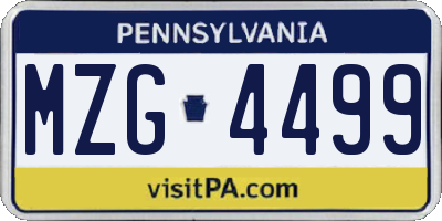PA license plate MZG4499