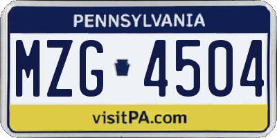 PA license plate MZG4504