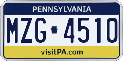 PA license plate MZG4510