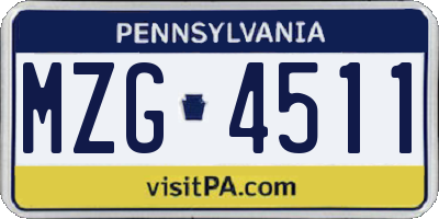 PA license plate MZG4511