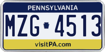 PA license plate MZG4513