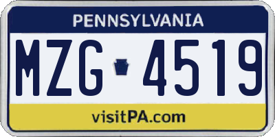 PA license plate MZG4519