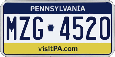 PA license plate MZG4520