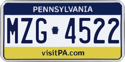 PA license plate MZG4522