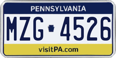 PA license plate MZG4526