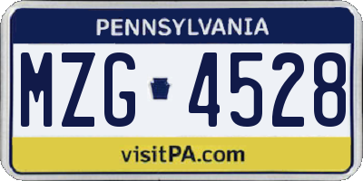 PA license plate MZG4528