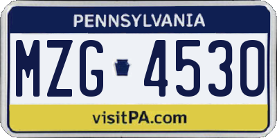 PA license plate MZG4530