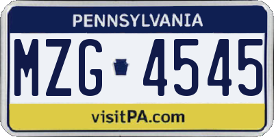 PA license plate MZG4545