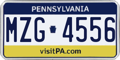 PA license plate MZG4556