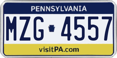 PA license plate MZG4557