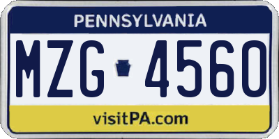 PA license plate MZG4560