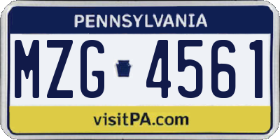 PA license plate MZG4561