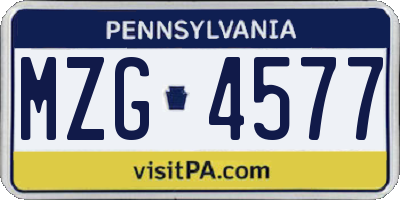 PA license plate MZG4577