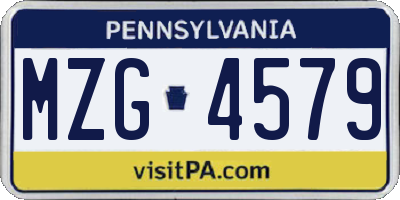 PA license plate MZG4579