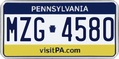 PA license plate MZG4580