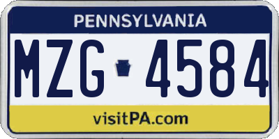 PA license plate MZG4584