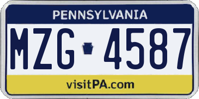 PA license plate MZG4587