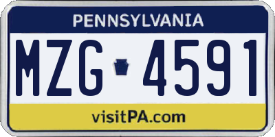 PA license plate MZG4591