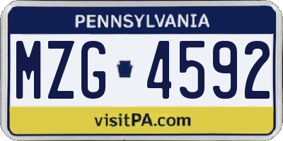 PA license plate MZG4592