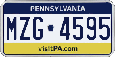 PA license plate MZG4595