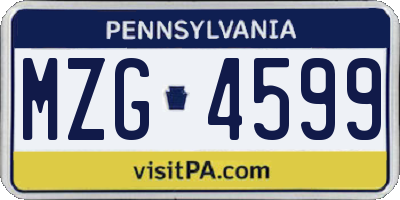 PA license plate MZG4599