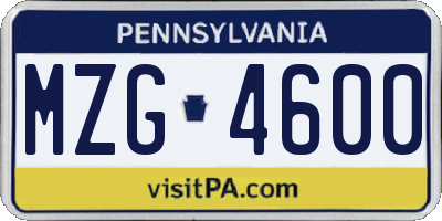 PA license plate MZG4600