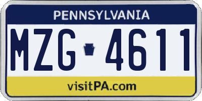 PA license plate MZG4611