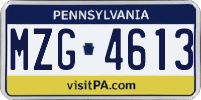PA license plate MZG4613