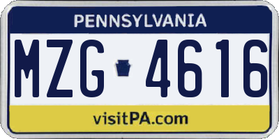 PA license plate MZG4616