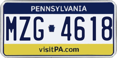 PA license plate MZG4618