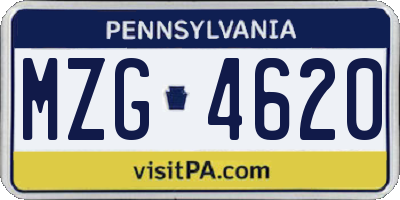 PA license plate MZG4620