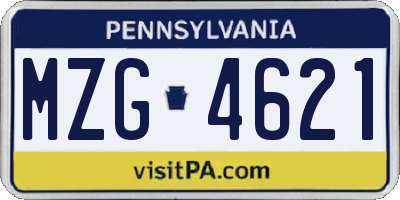PA license plate MZG4621