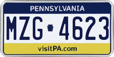 PA license plate MZG4623