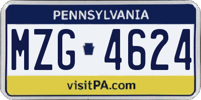 PA license plate MZG4624