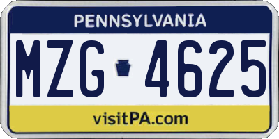 PA license plate MZG4625