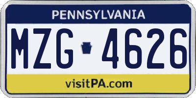 PA license plate MZG4626